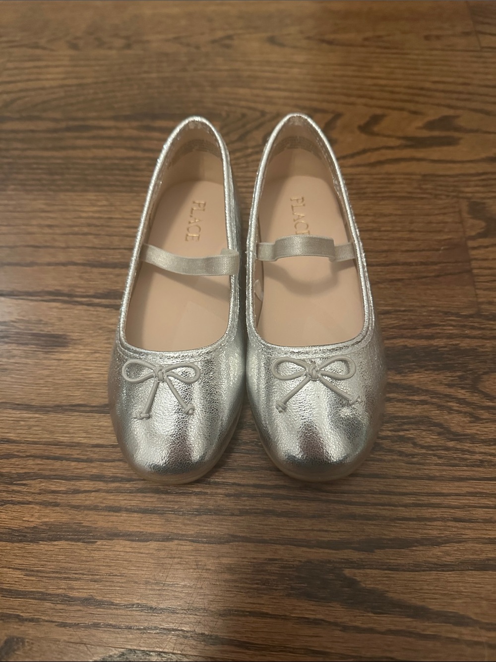 NWOT Silver Ballet Flats with Bow Little Girl Size 10T
